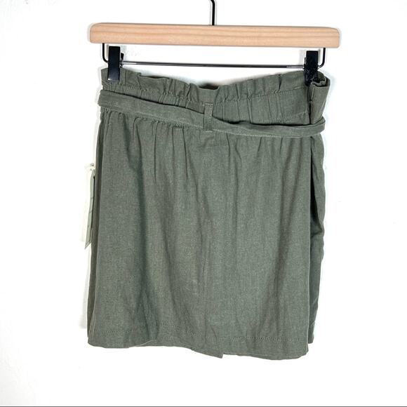 NWT Ci Sono Army green button down linen blend casual skirt size large L B95 - Picture 4 of 4